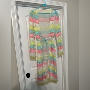 Fringe sparkle kimono/cover up
